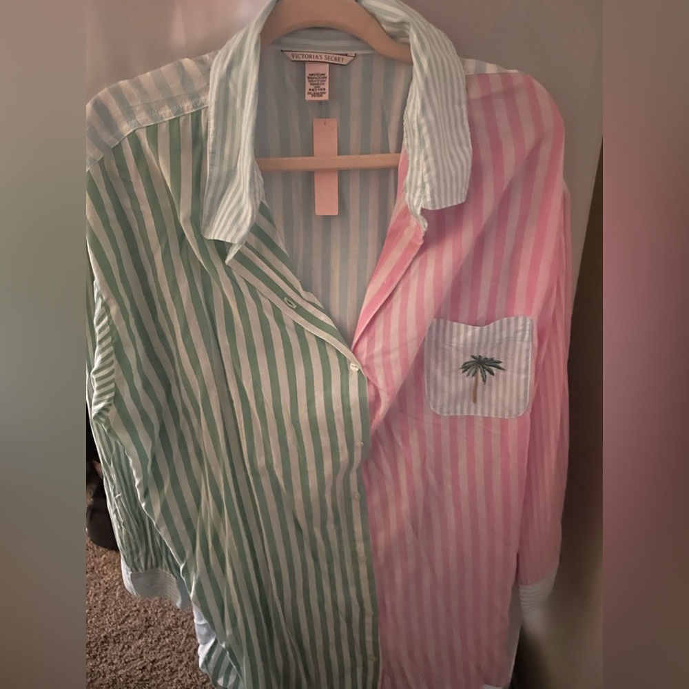 Victoria’s Secret button down oversized beach cover up multi color nwt